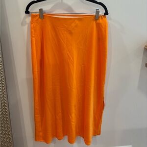a new day Bright Orange Midi Skirt